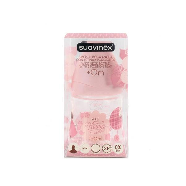 BIBERON 0 BPA PP BOCA ANCHA T LATEX ANATOMICA 150 CC + T1 M ROSA