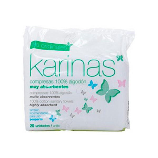 COMPRESAS KARINAS ALGODON 20U